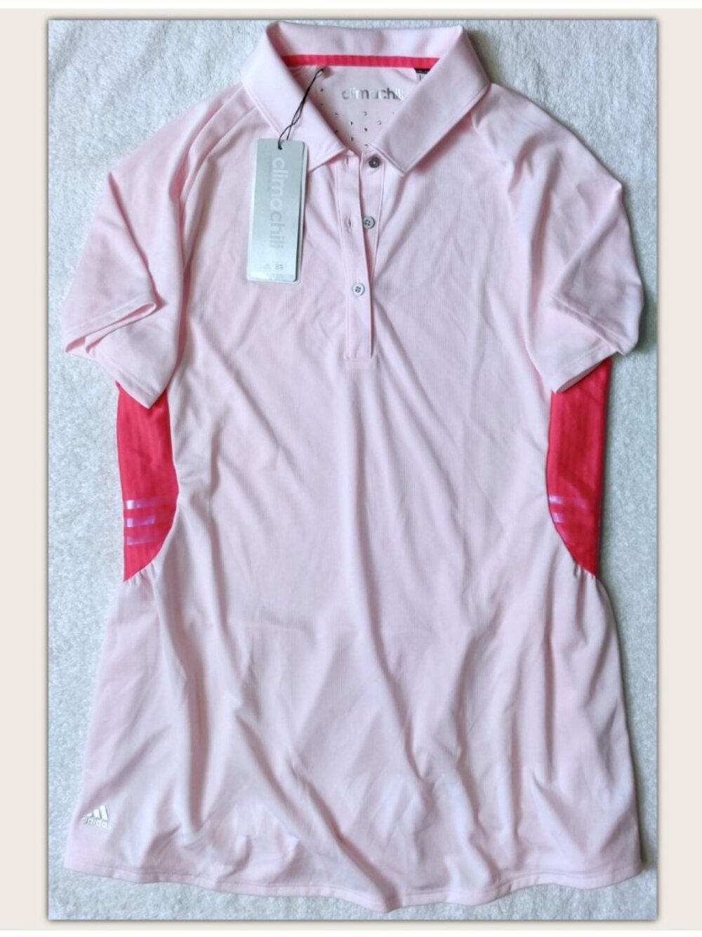 NWT Adidas Golf ClimaChill Peplum Polo Shirt - AE4141 - Pink - Women's XL